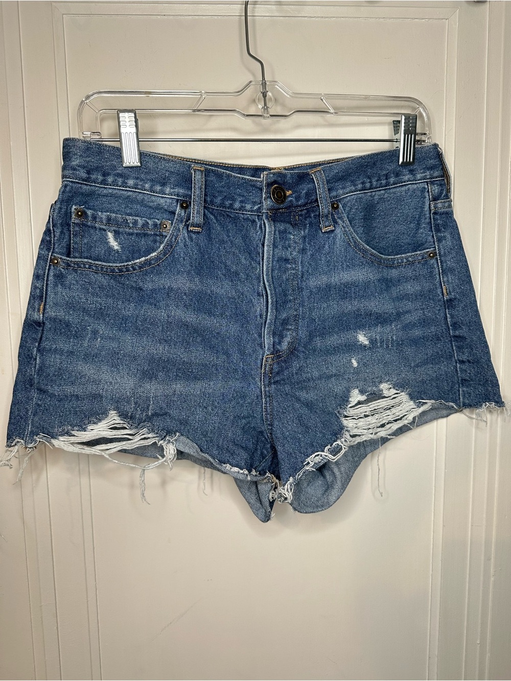 Z Supply Denim High Rise Button Fly Cut Off Jean Shorts Size 28